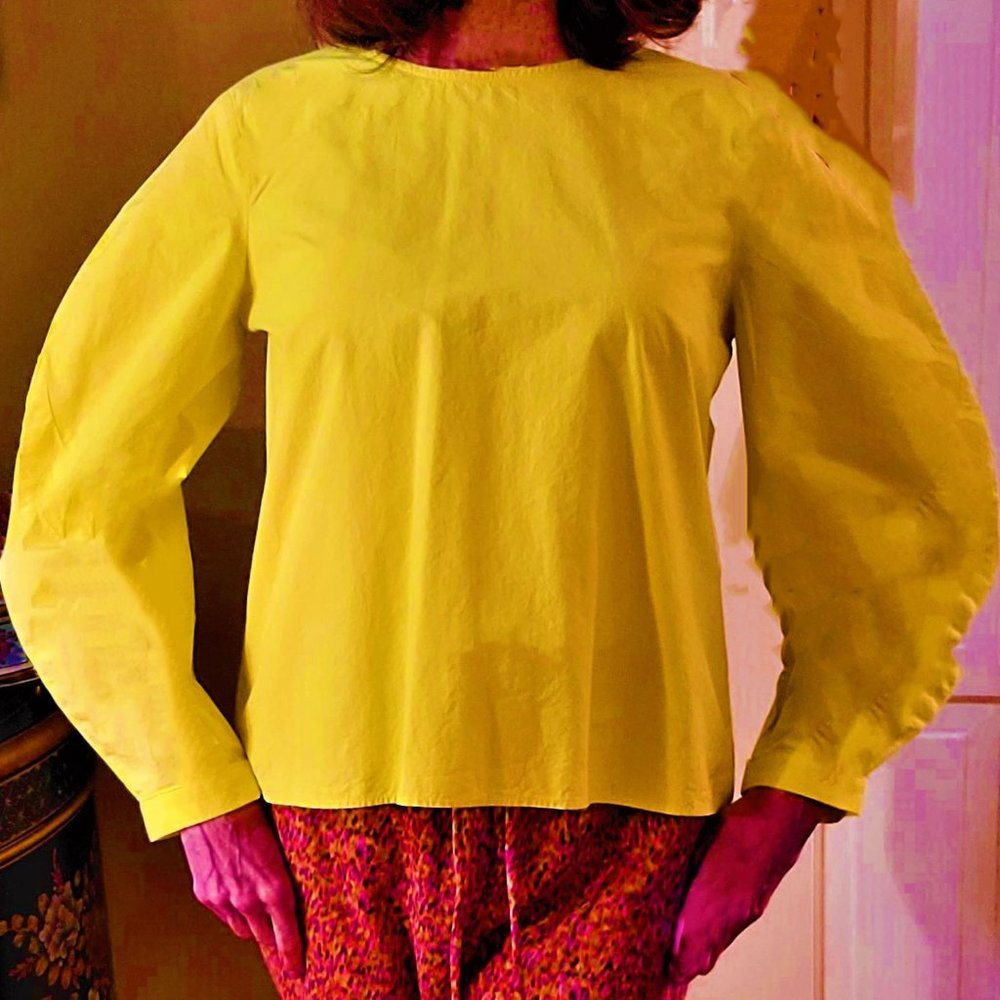 Zara Basic yellow balloon sleeve shirt  size M   NWOT